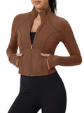 Aoysky Womens Brown Cropped Workout Jacket