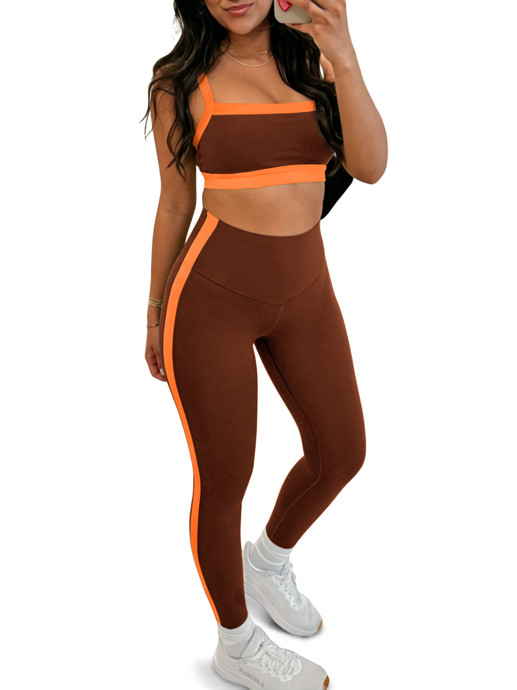Aoysky Womens Brown 2 Piece Workout Set