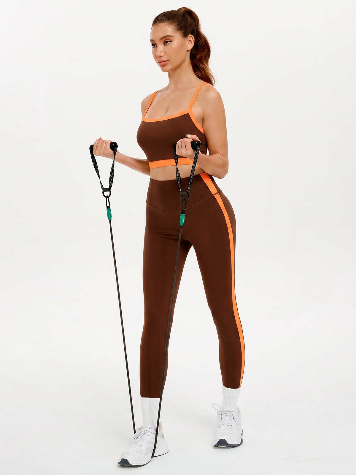 Aoysky Womens Brown 2 Piece Workout Set