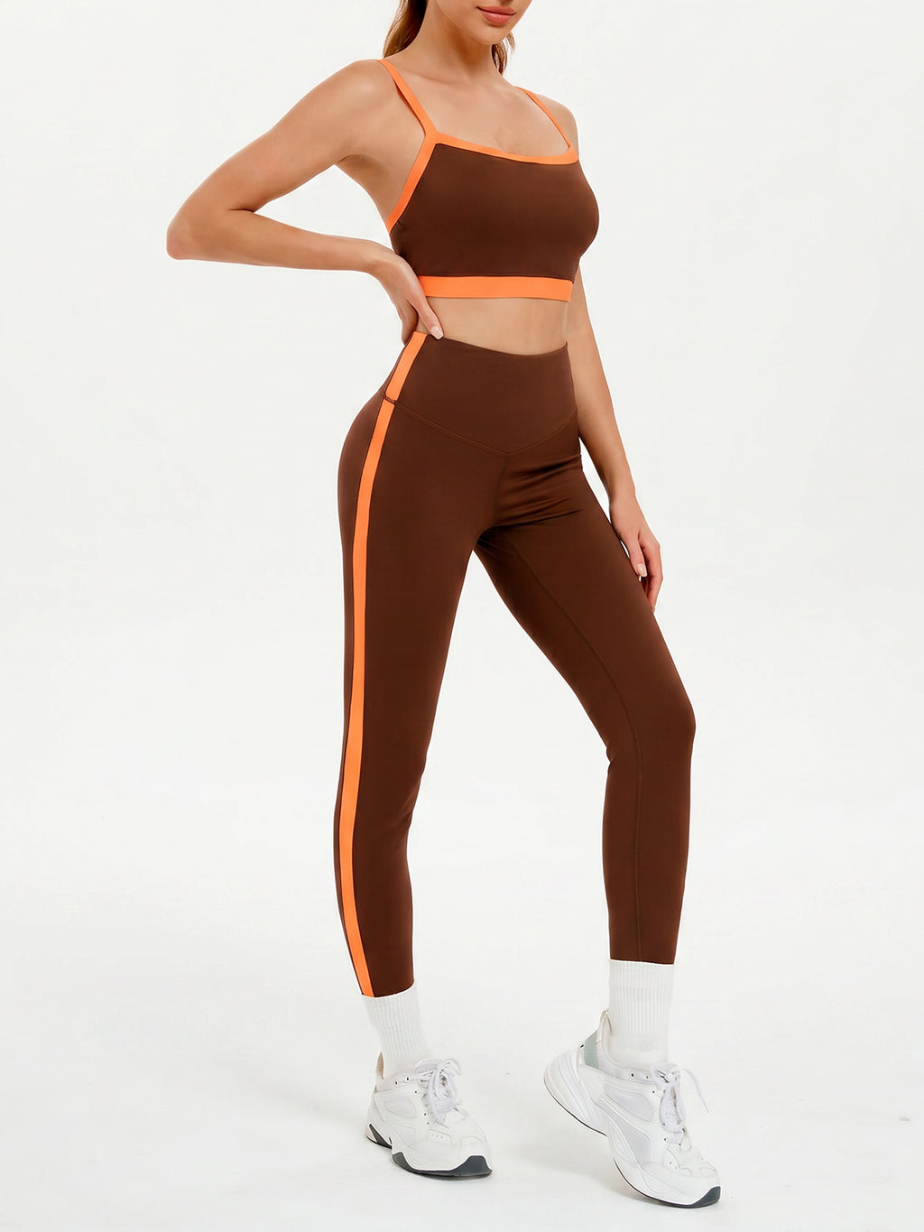 Aoysky Womens Brown 2 Piece Workout Set