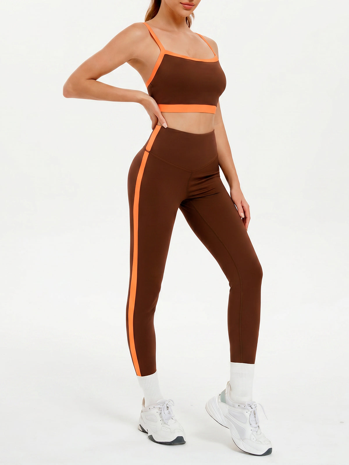 Aoysky Womens Brown 2 Piece Workout Set