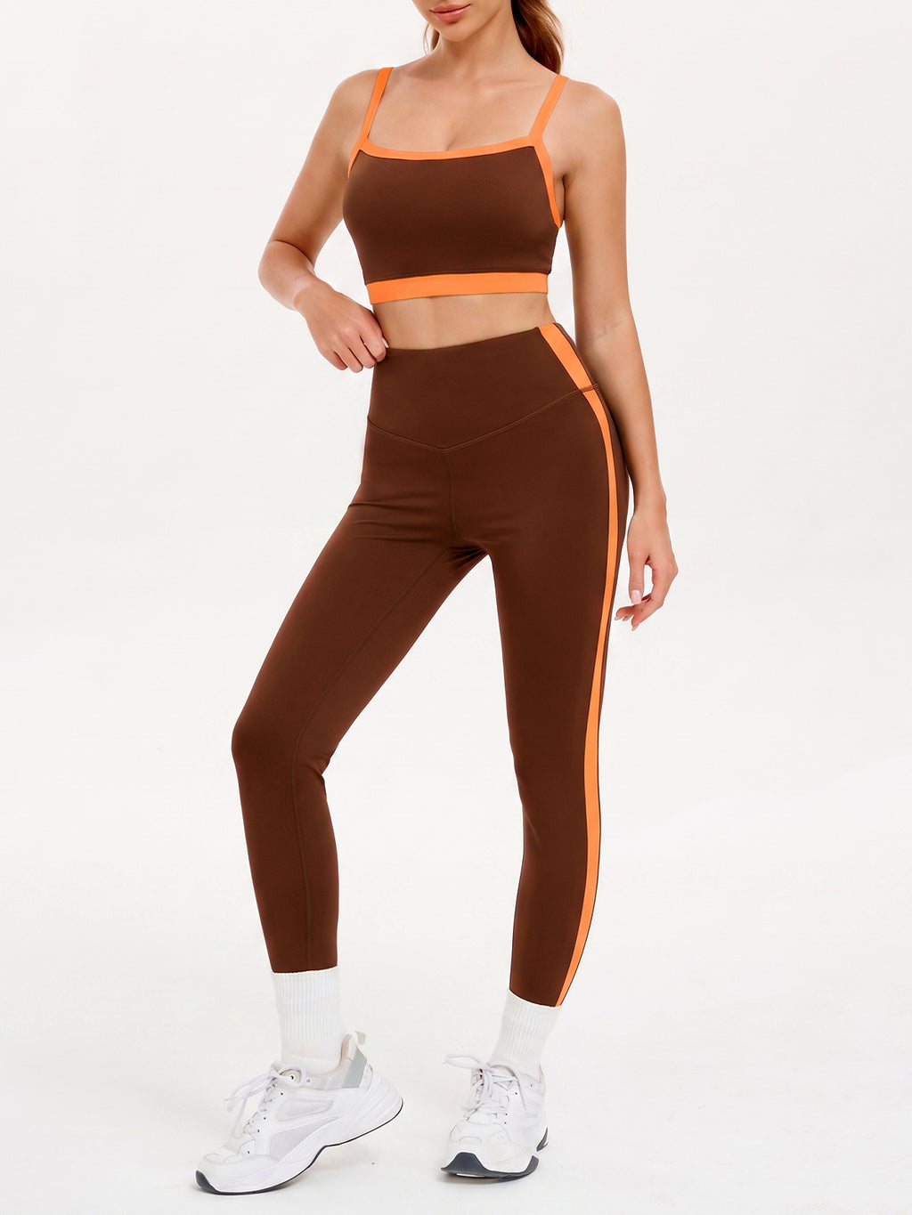 Aoysky Womens Brown 2 Piece Workout Set
