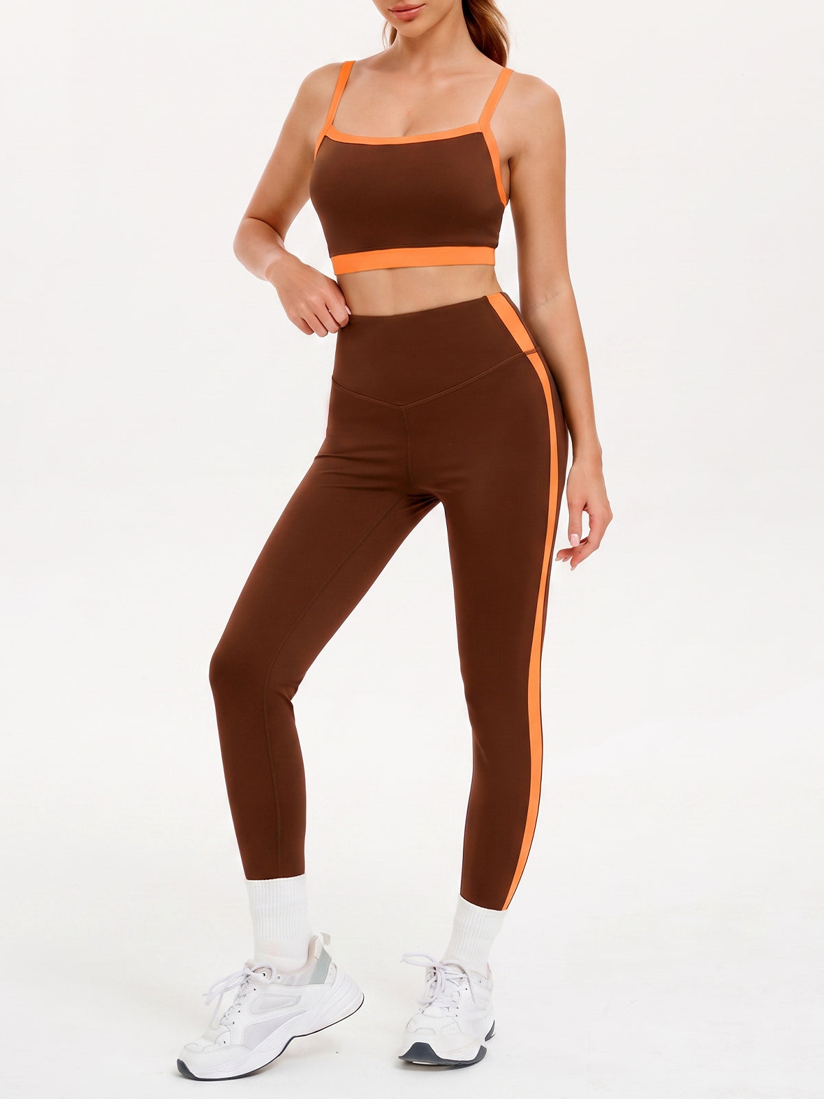 Aoysky Womens Brown 2 Piece Workout Set