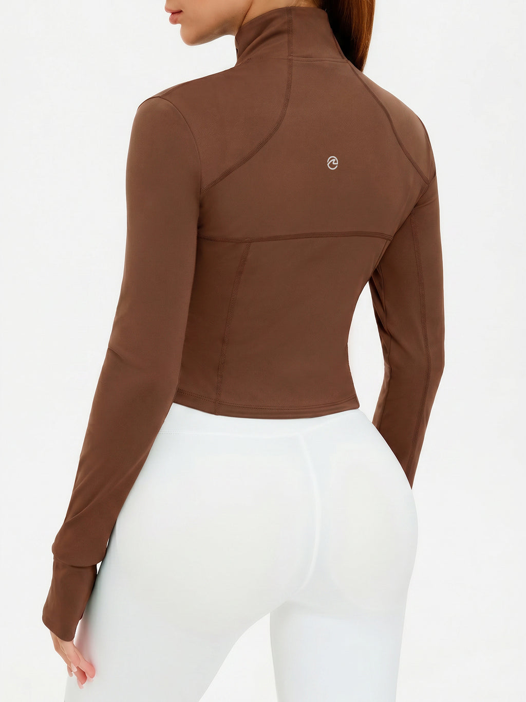Aoysky Womens Brown Cropped Workout Jacket