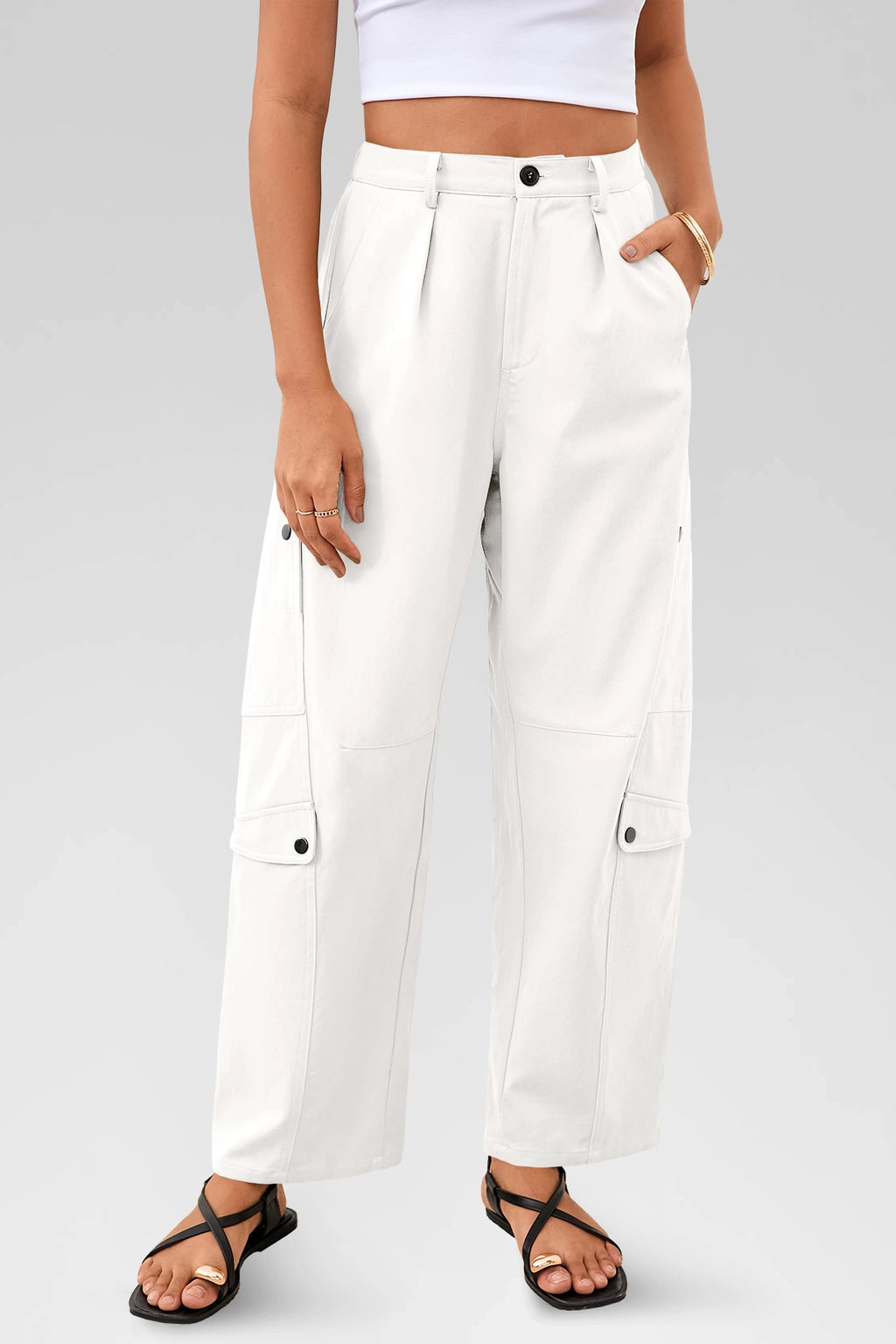 Aoysky Womens White Barrel Pants