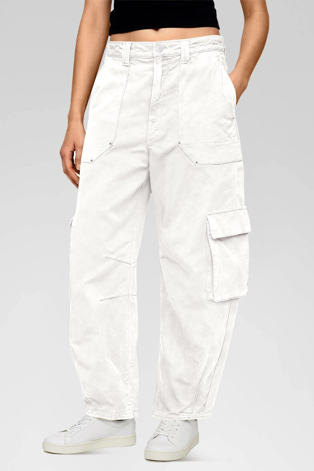Aoysky Womens White Wide Leg Baggy Cargo Pants