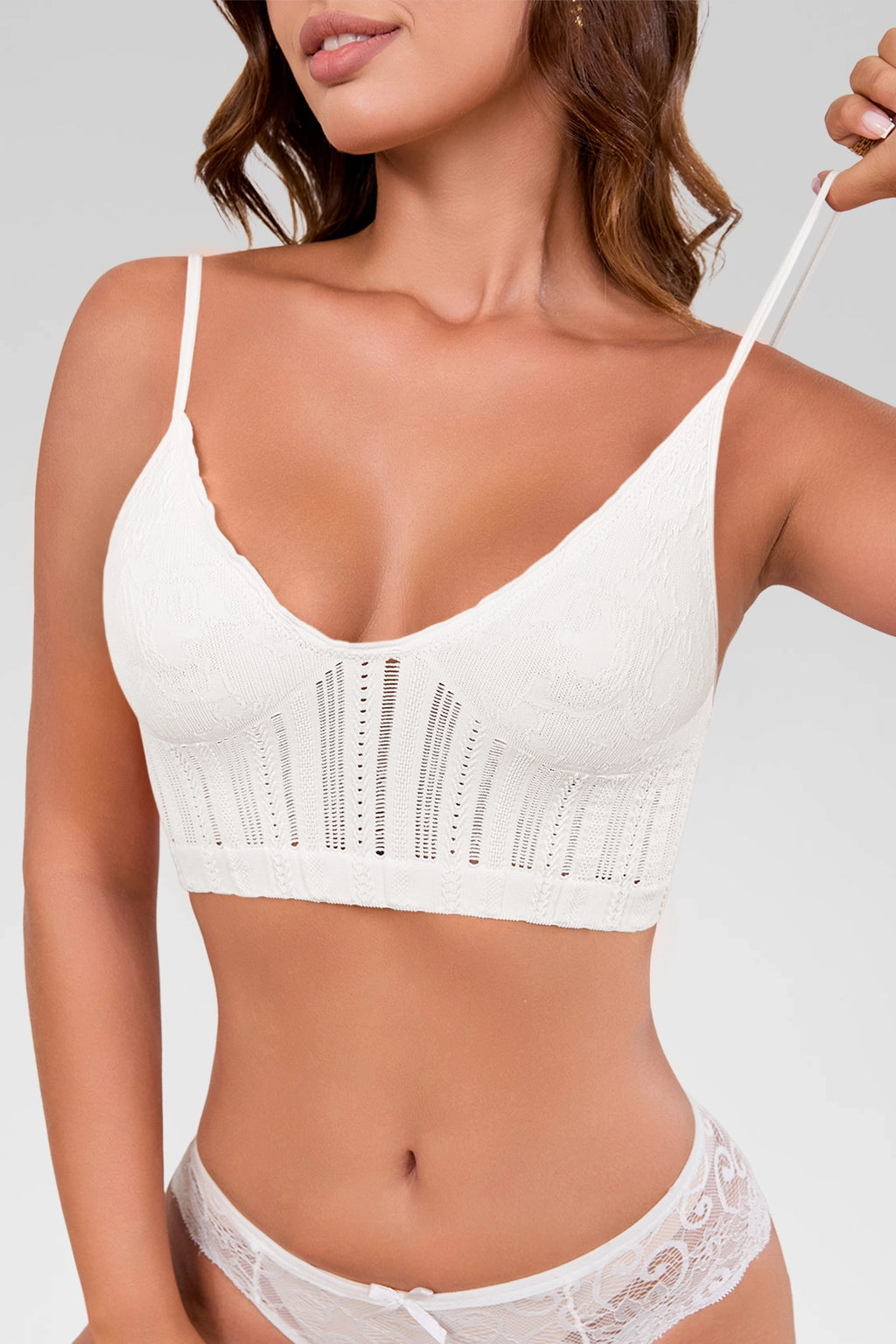 Aoysky Womens White Wireless Triangle Bralette