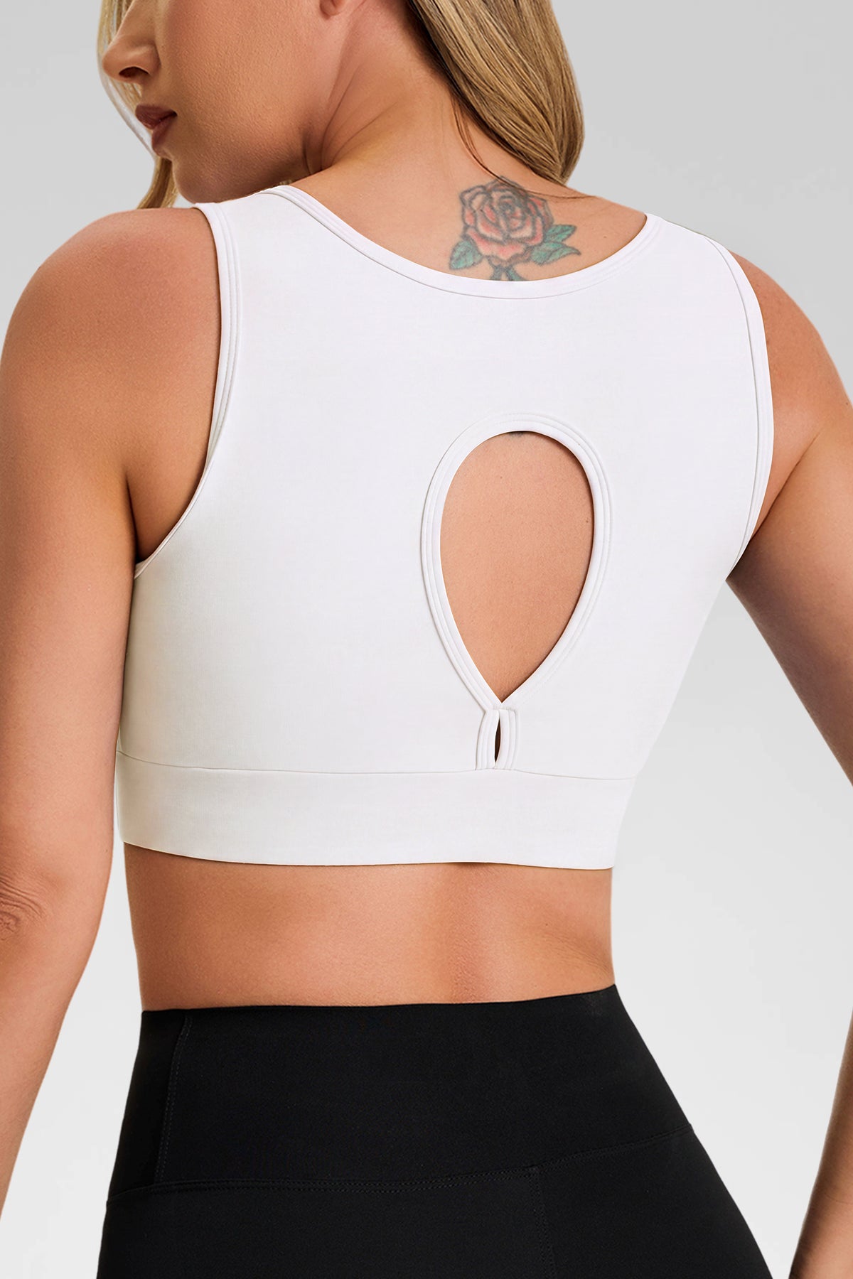Aoysky Womens White Deep V Sports Bra