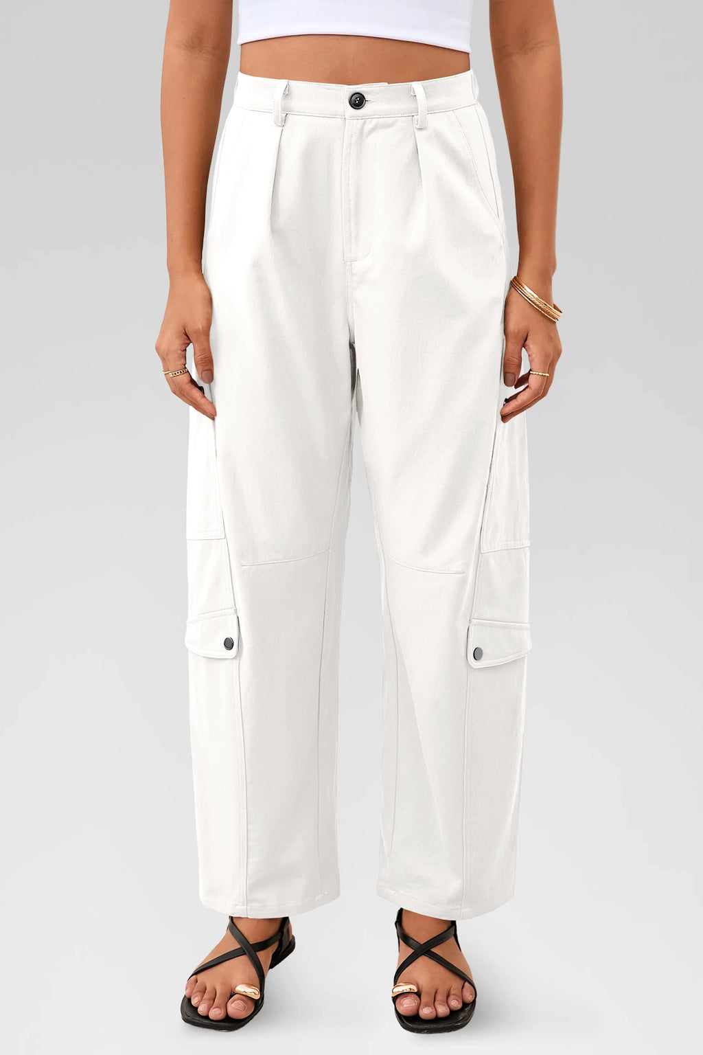 Aoysky Womens White Barrel Pants