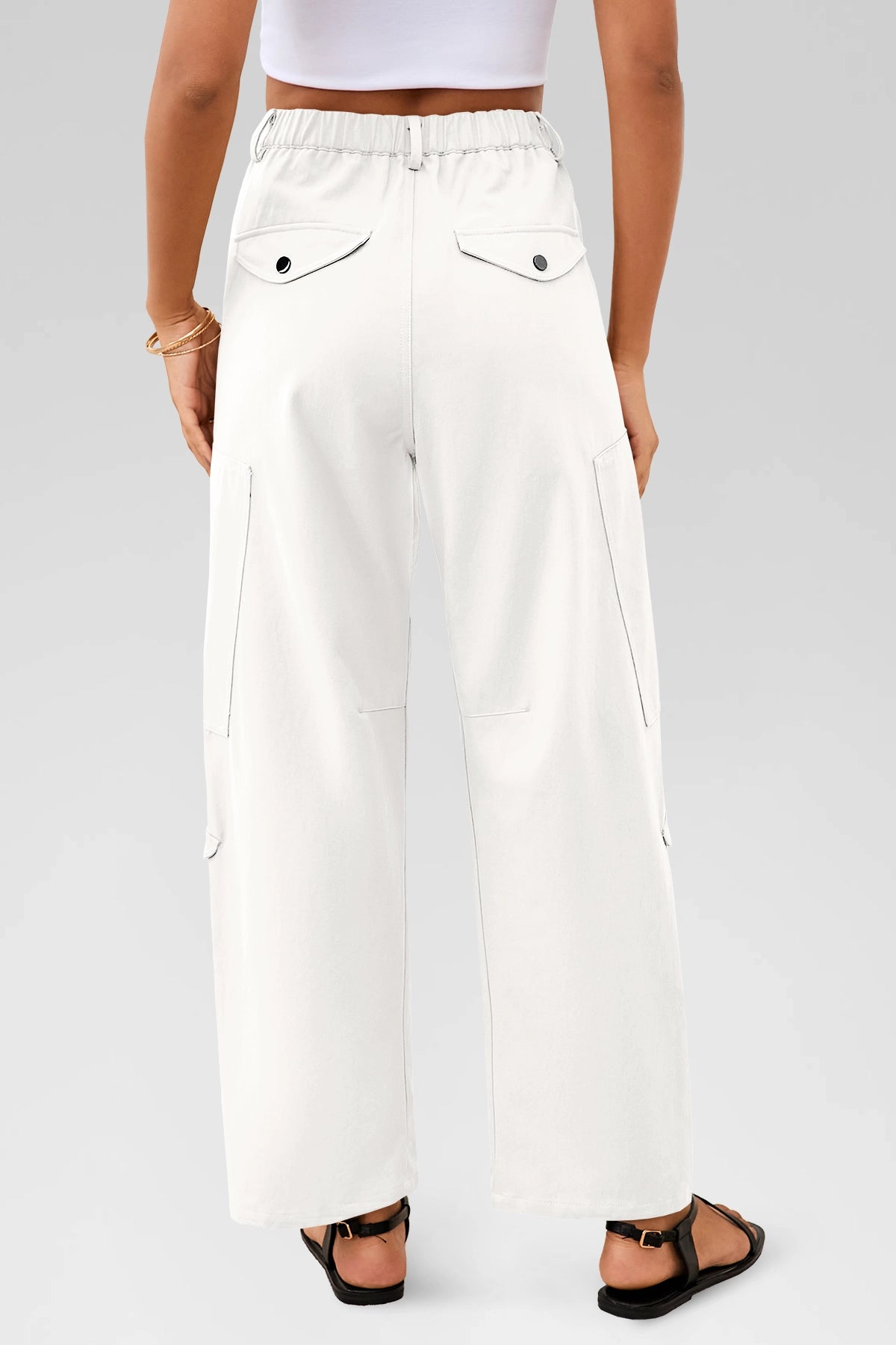 Aoysky Womens White Barrel Pants