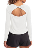 Aoysky Womens White Open Back Top