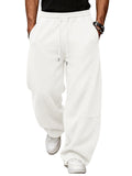 Aoysky Mens White Baggy Sweatpants