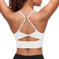 Aoysky Womens White Twist Back Sports Bra