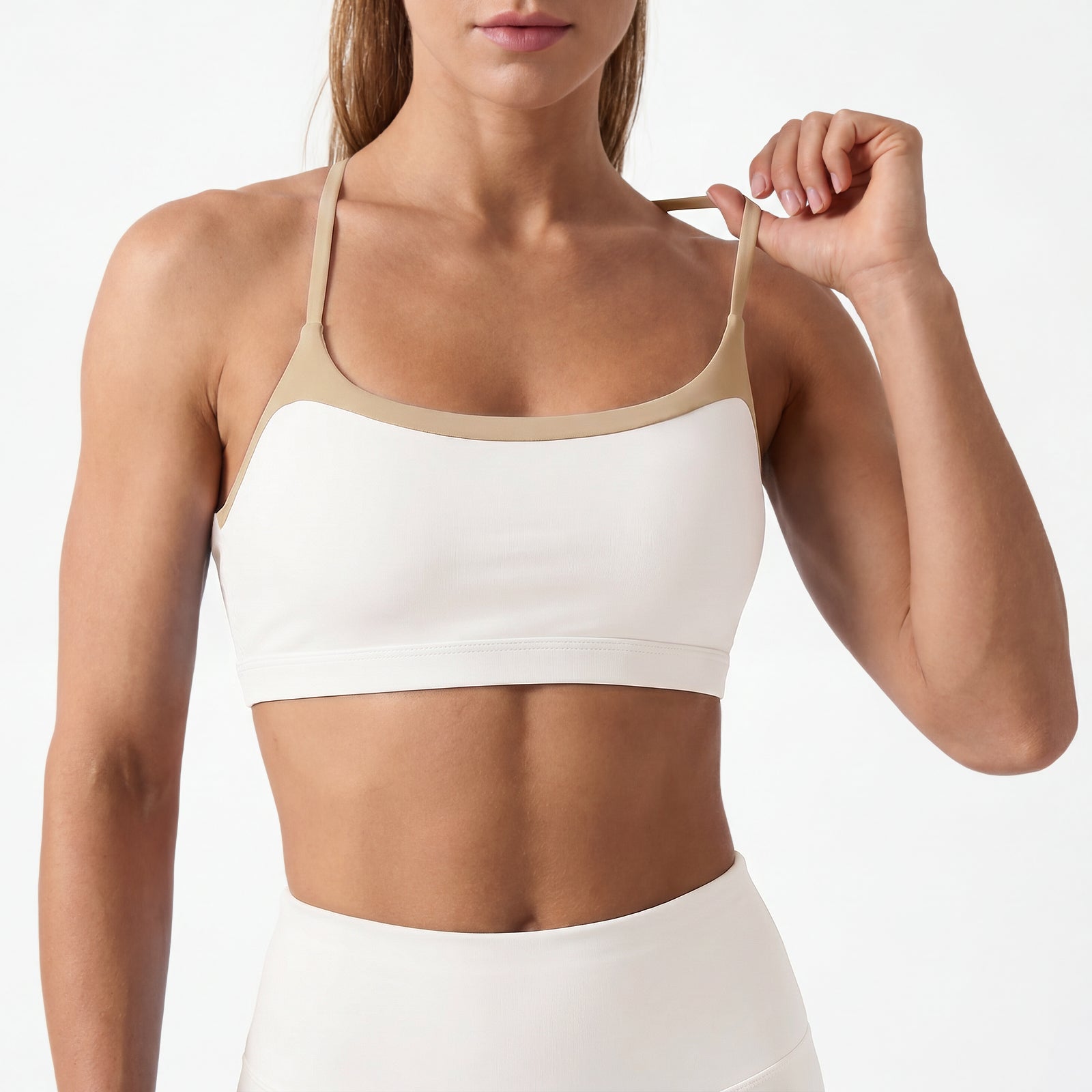 Aoysky Womens White Scoop Sports Bra