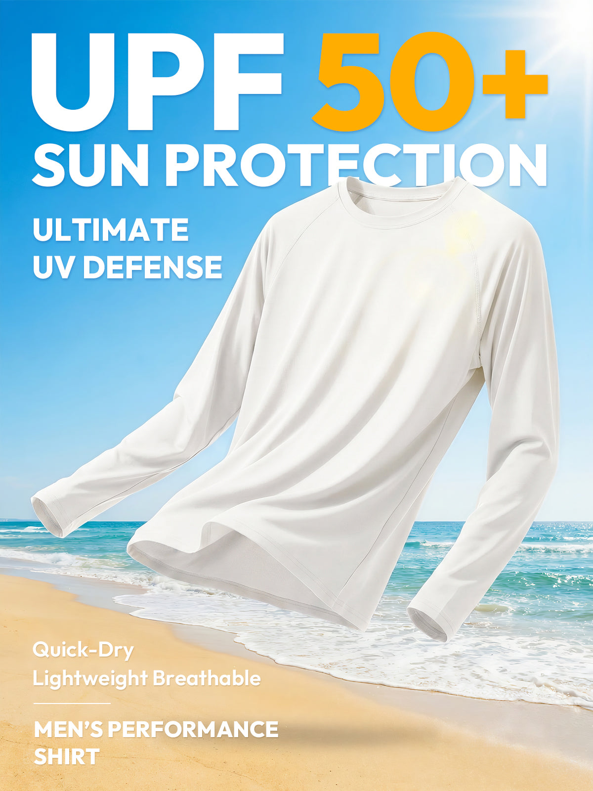 Aoysky Mens White UV Athletic Shirt