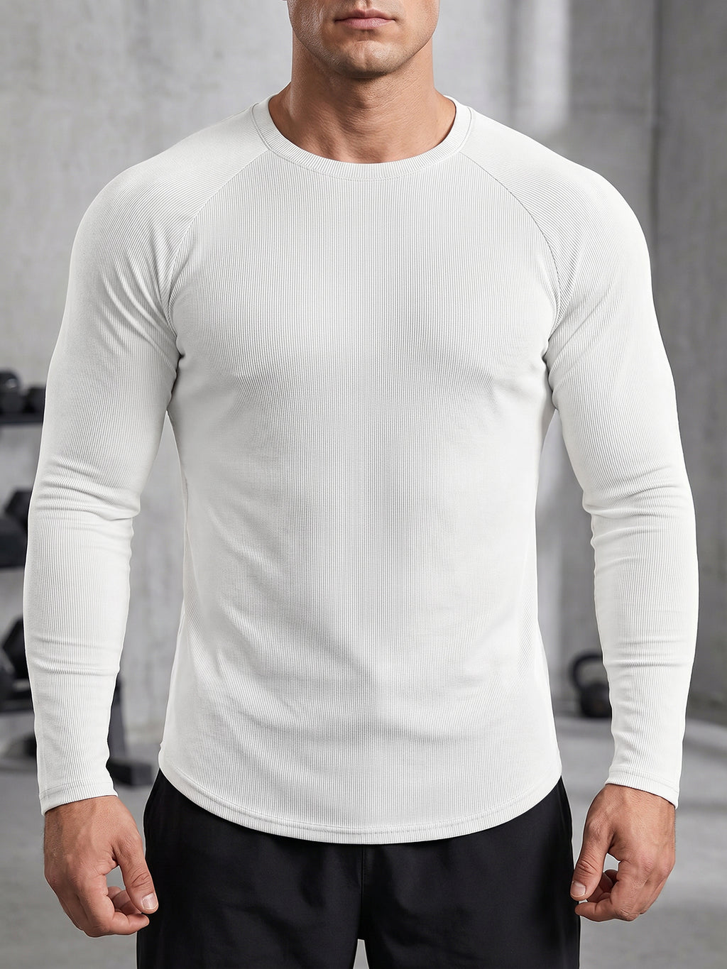 Aoysky Mens White Ribbed Workout Shirt
