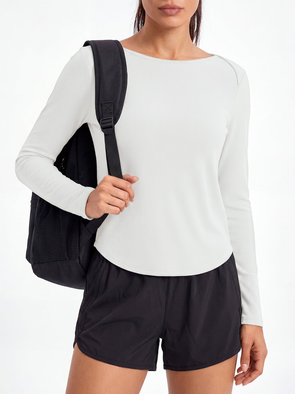 Aoysky Womens White Open Back Top
