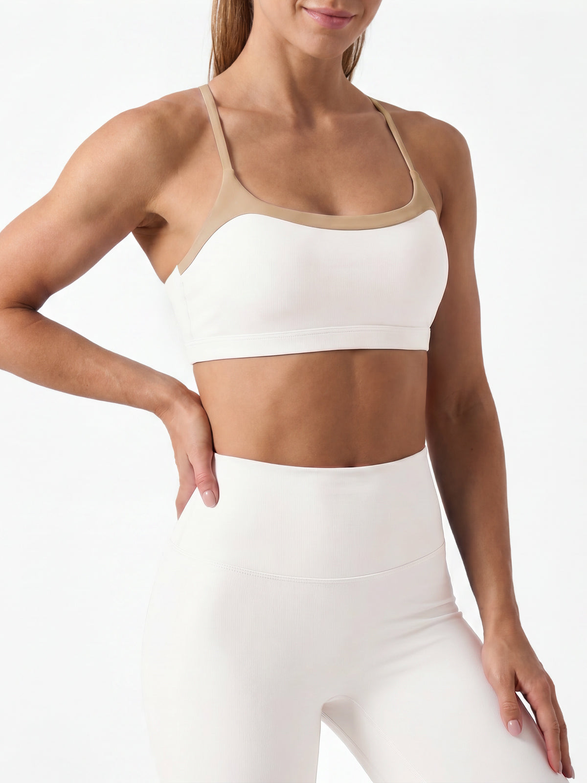 Aoysky Womens White Scoop Sports Bra