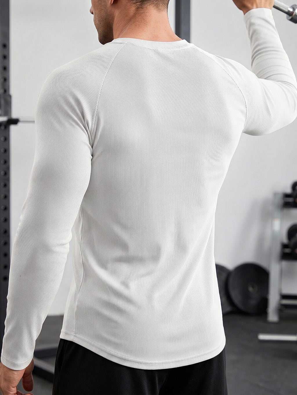 Aoysky Mens White Ribbed Workout Shirt
