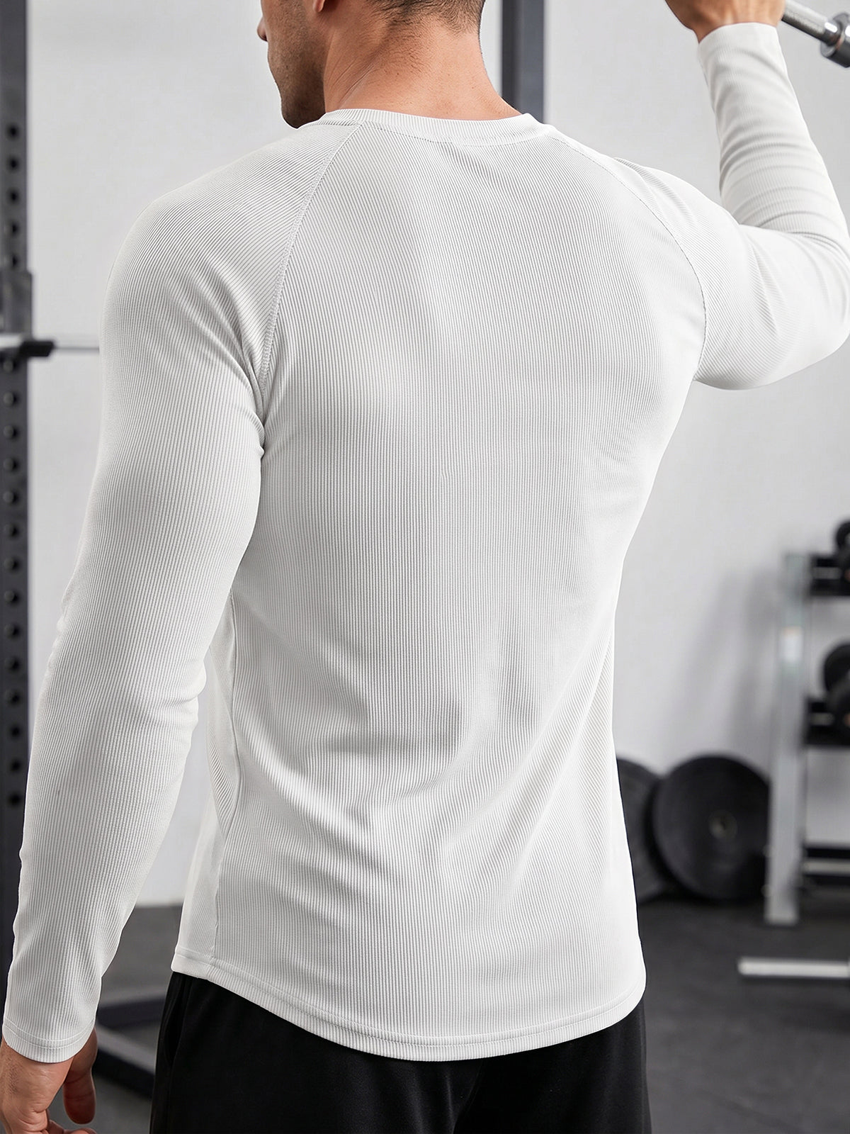 Aoysky Mens White Ribbed Workout Shirt