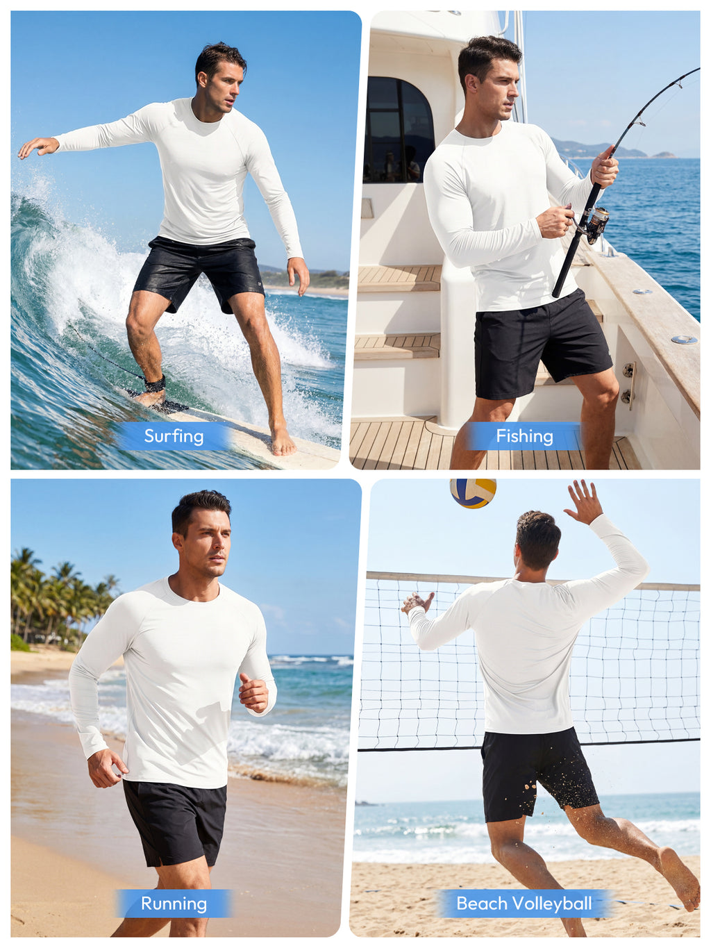 Aoysky Mens White UV Athletic Shirt