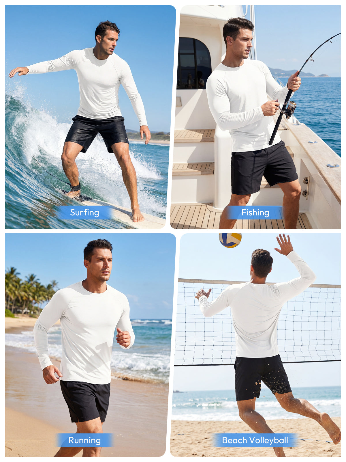 Aoysky Mens White UV Athletic Shirt
