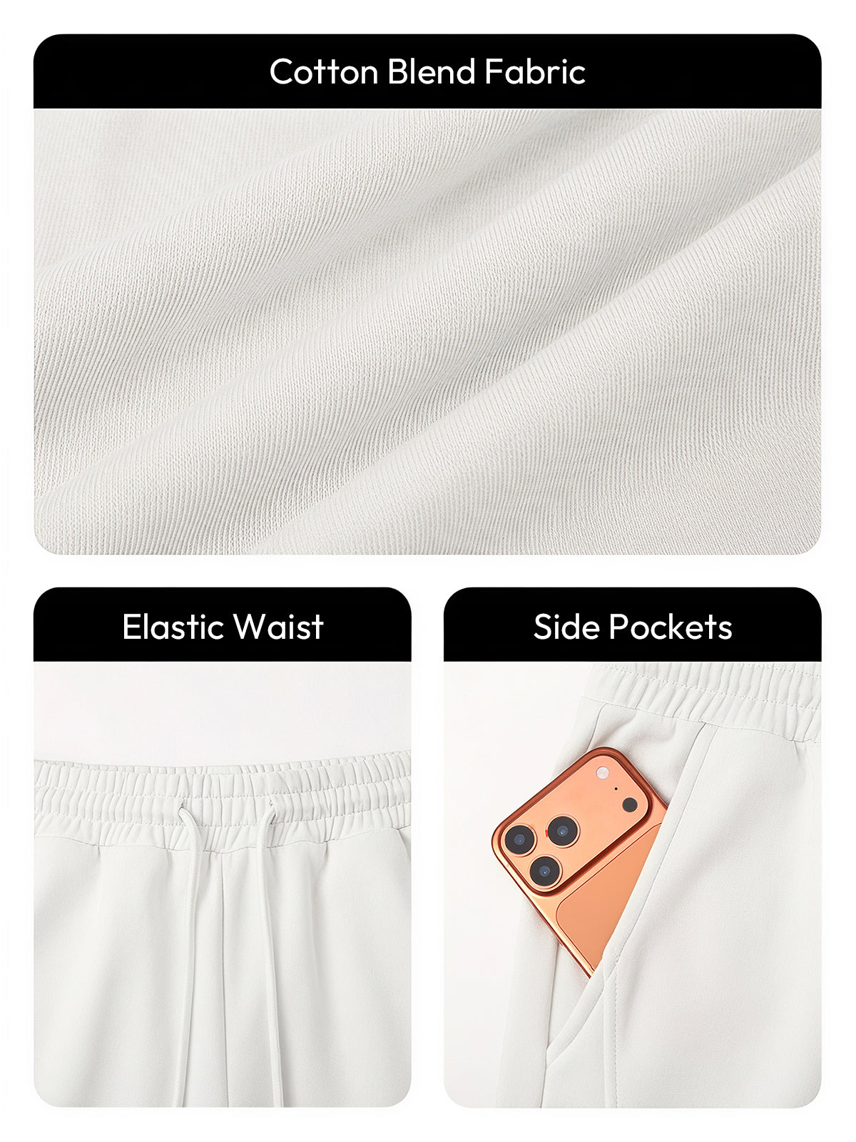 Aoysky Mens White Baggy Sweatpants