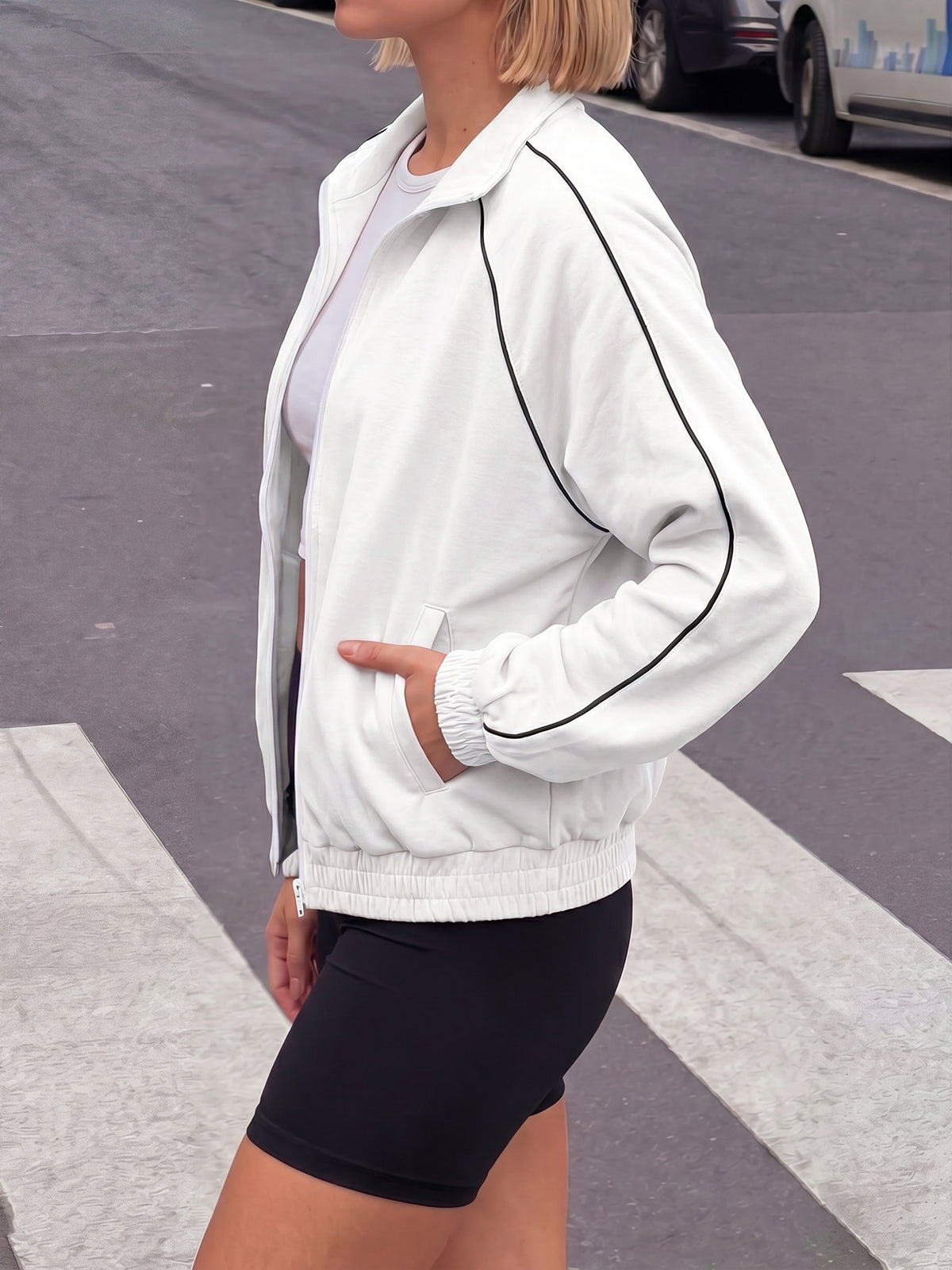 Aoysky Womens White Full Zip Jacket