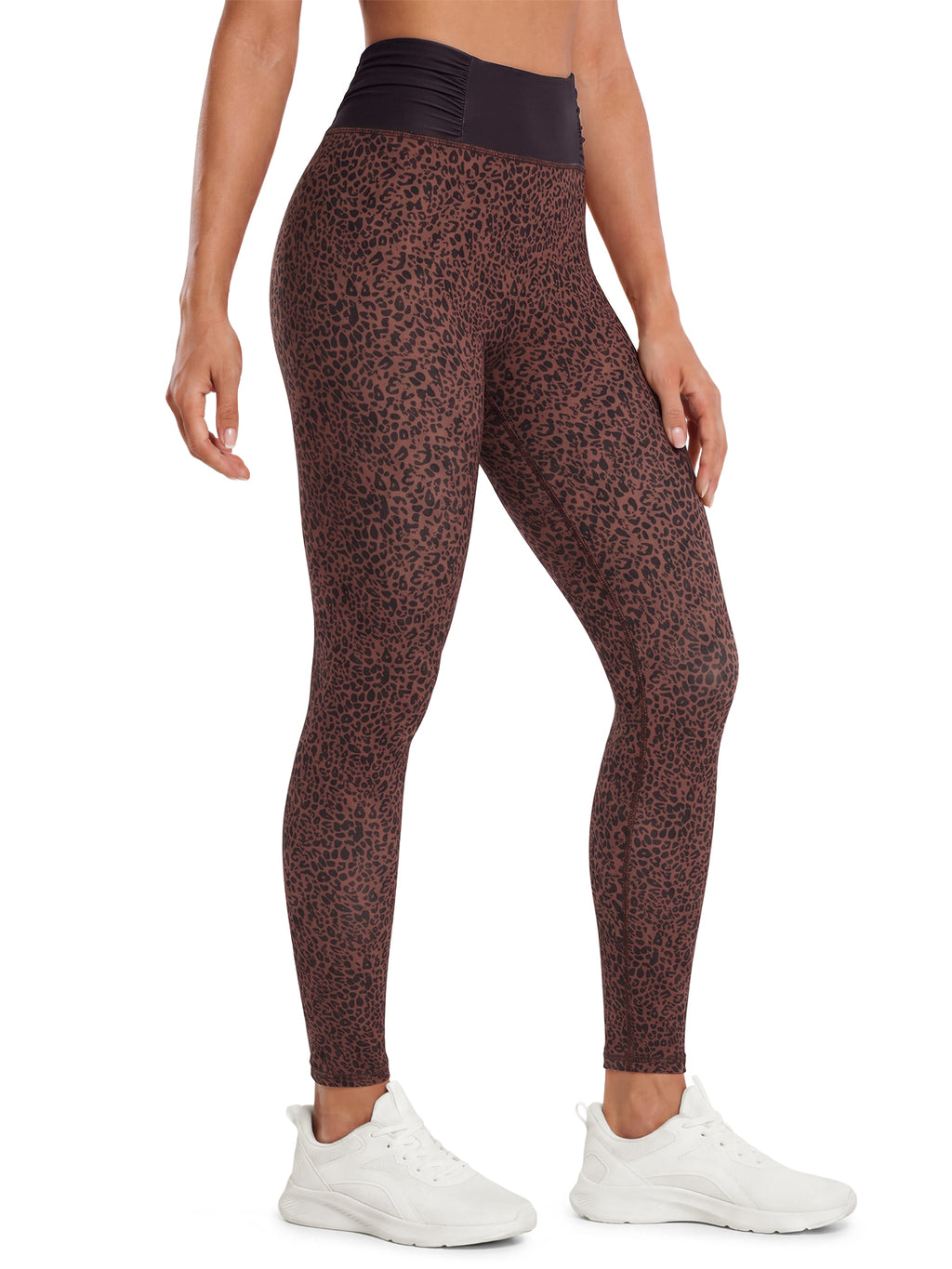 Aoysky Womens Leopard Brown Ruched Yoga Leggings