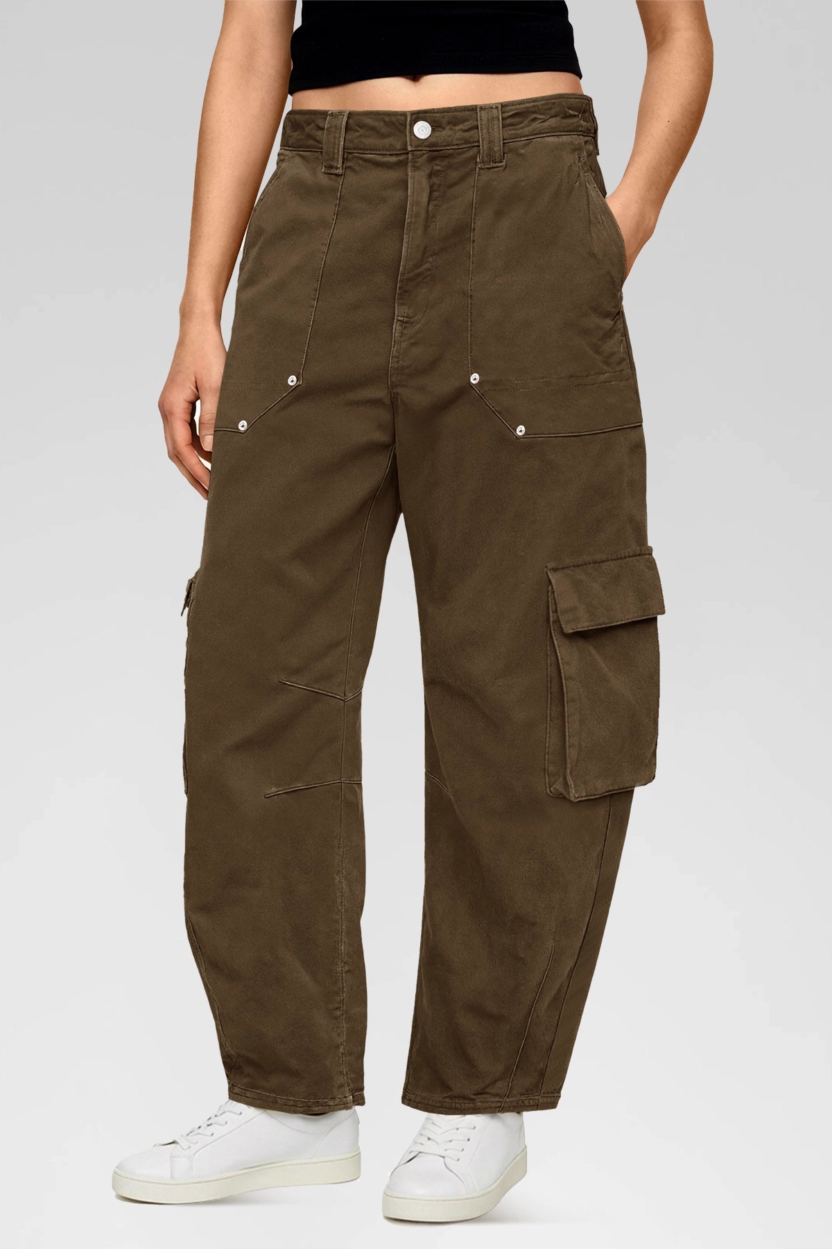 Aoysky Womens Coffee Wide Leg Baggy Cargo Pants