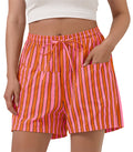 Aoysky Womens Orange Striped Lounge Shorts