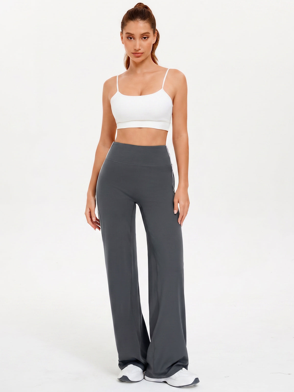 Aoysky Womens Dark Grey Wide Leg Yoga Pants