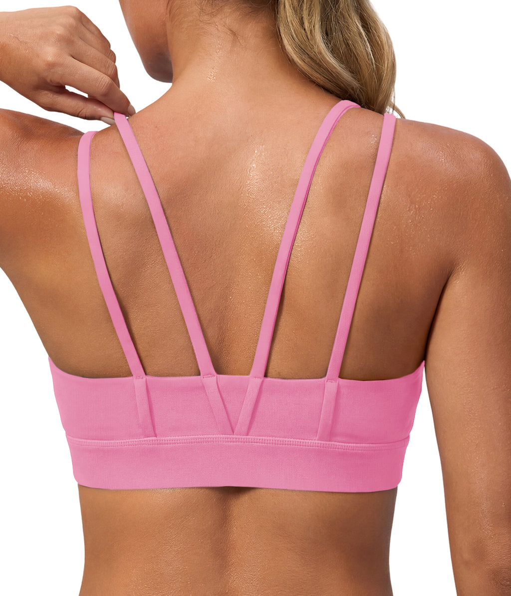Aoysky Womens Pink Strappy Padded Sports Bra