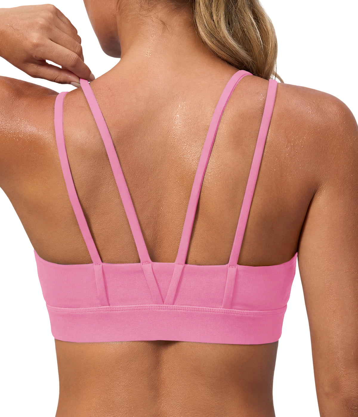 Aoysky Womens Pink Strappy Padded Sports Bra