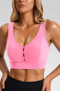 Aoysky Womens Pink Deep V Sports Bra