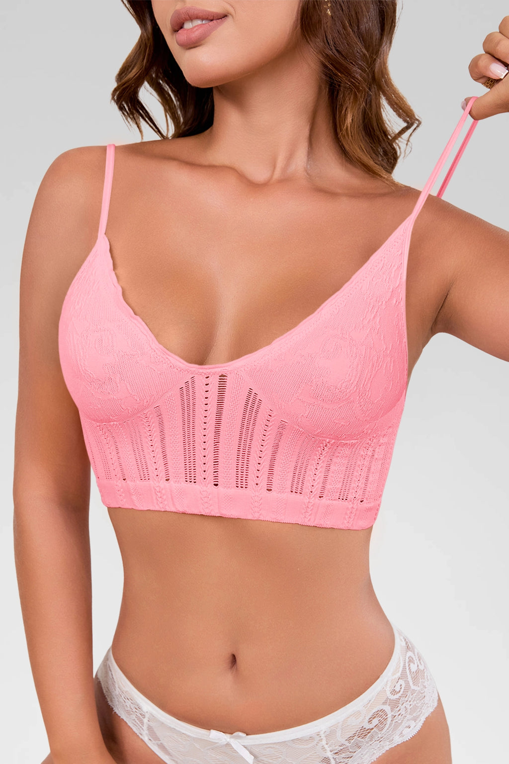 Aoysky Womens Pink Wireless Triangle Bralette