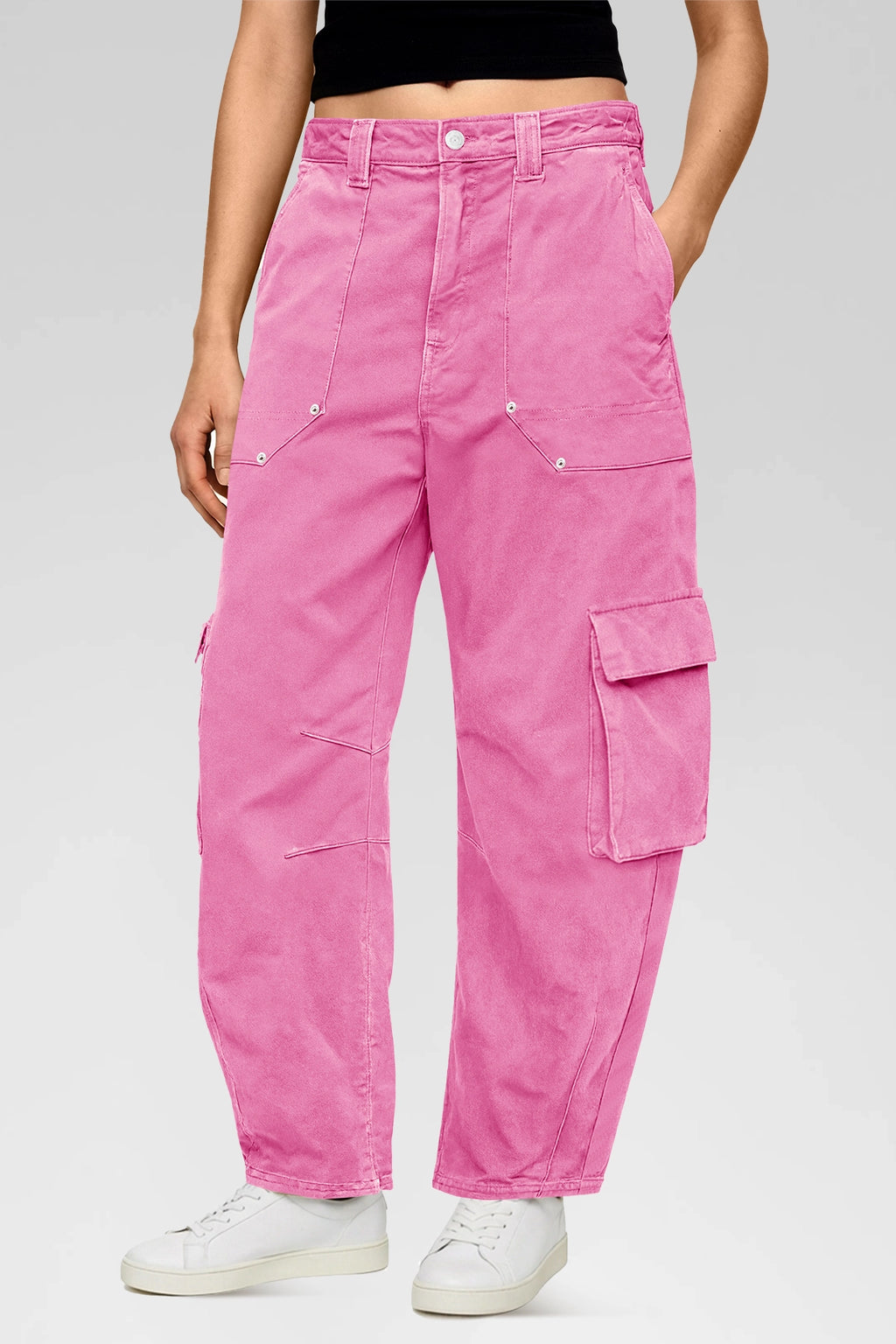 Aoysky Womens Pink Wide Leg Baggy Cargo Pants