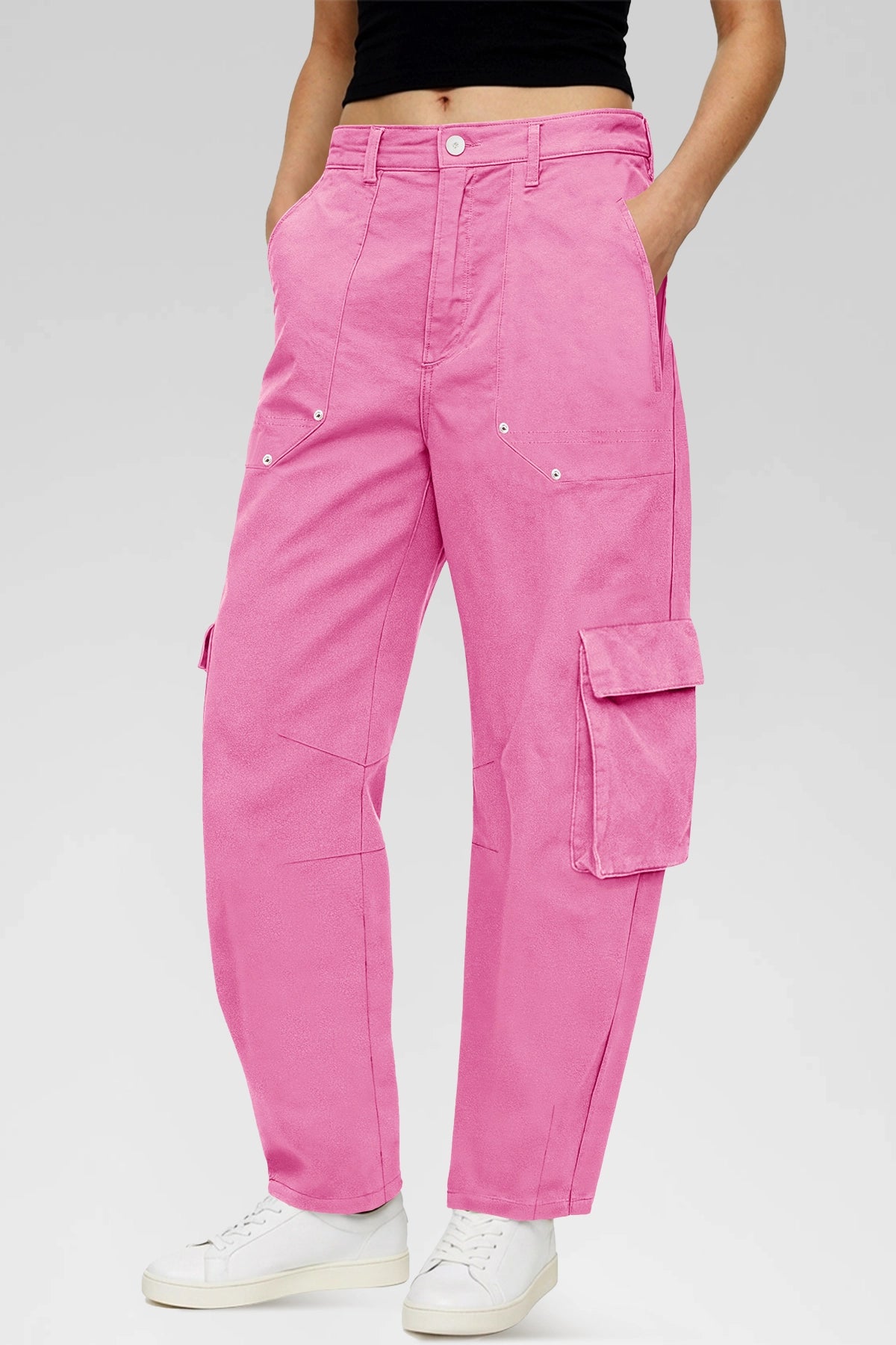 Aoysky Womens Pink Wide Leg Baggy Cargo Pants