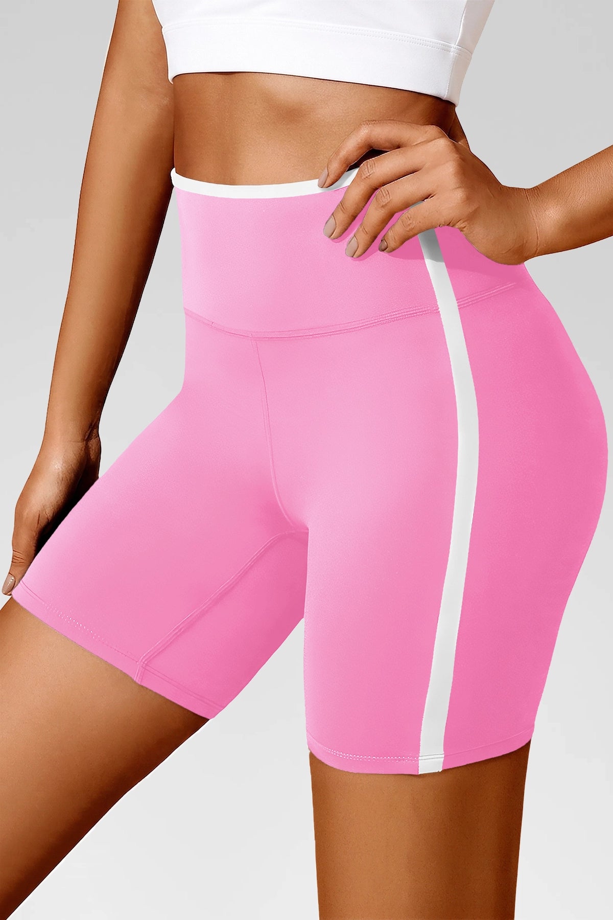 Aoysky Womens Pink Contrast Trim Biker Shorts