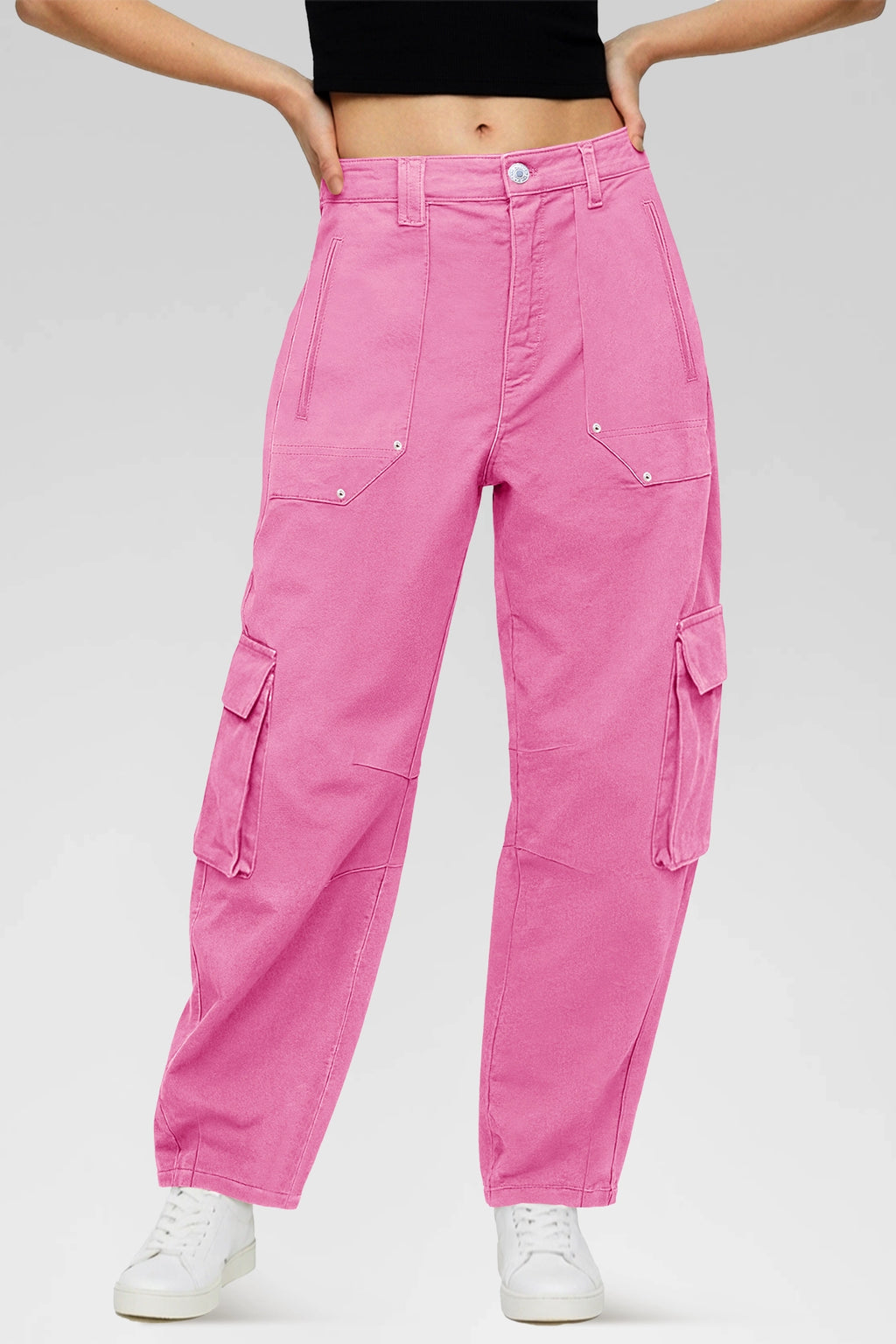 Aoysky Womens Pink Wide Leg Baggy Cargo Pants