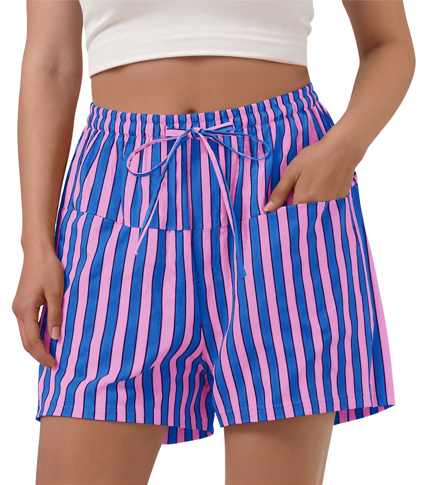 Aoysky Womens Pink Striped Lounge Shorts