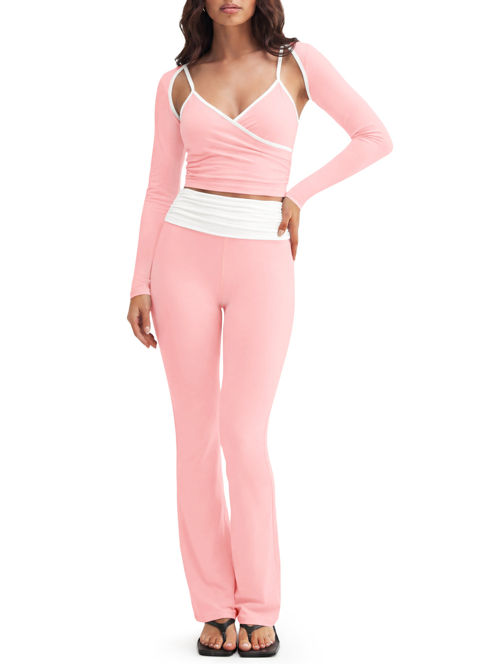 Aoysky Womens Pink 3 Piece Workout Set