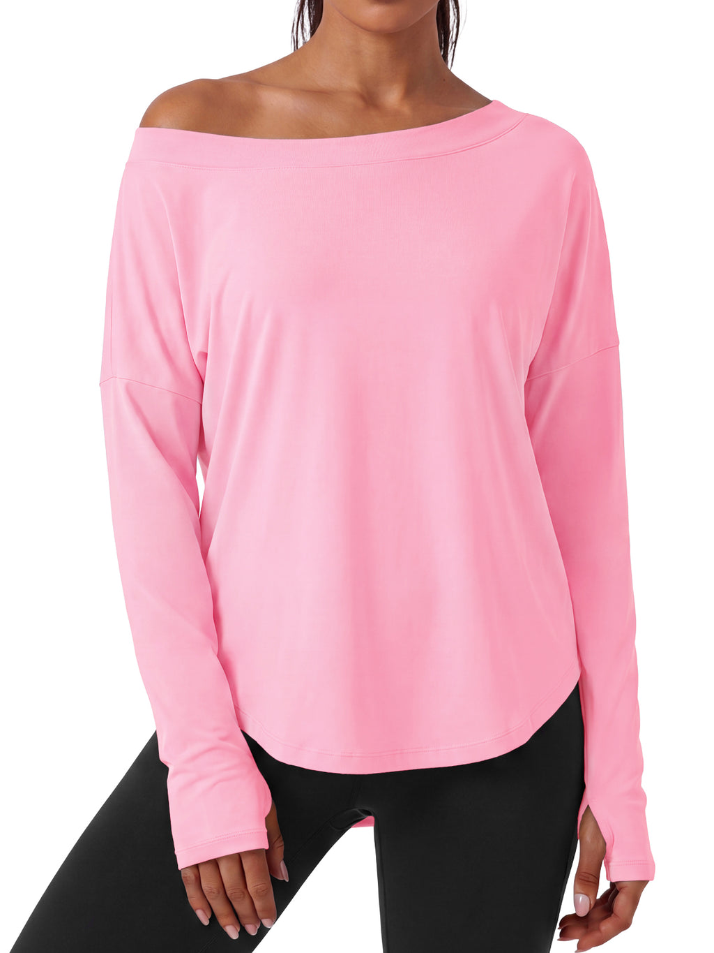 Aoysky Womens Pink Off Shoulder Top