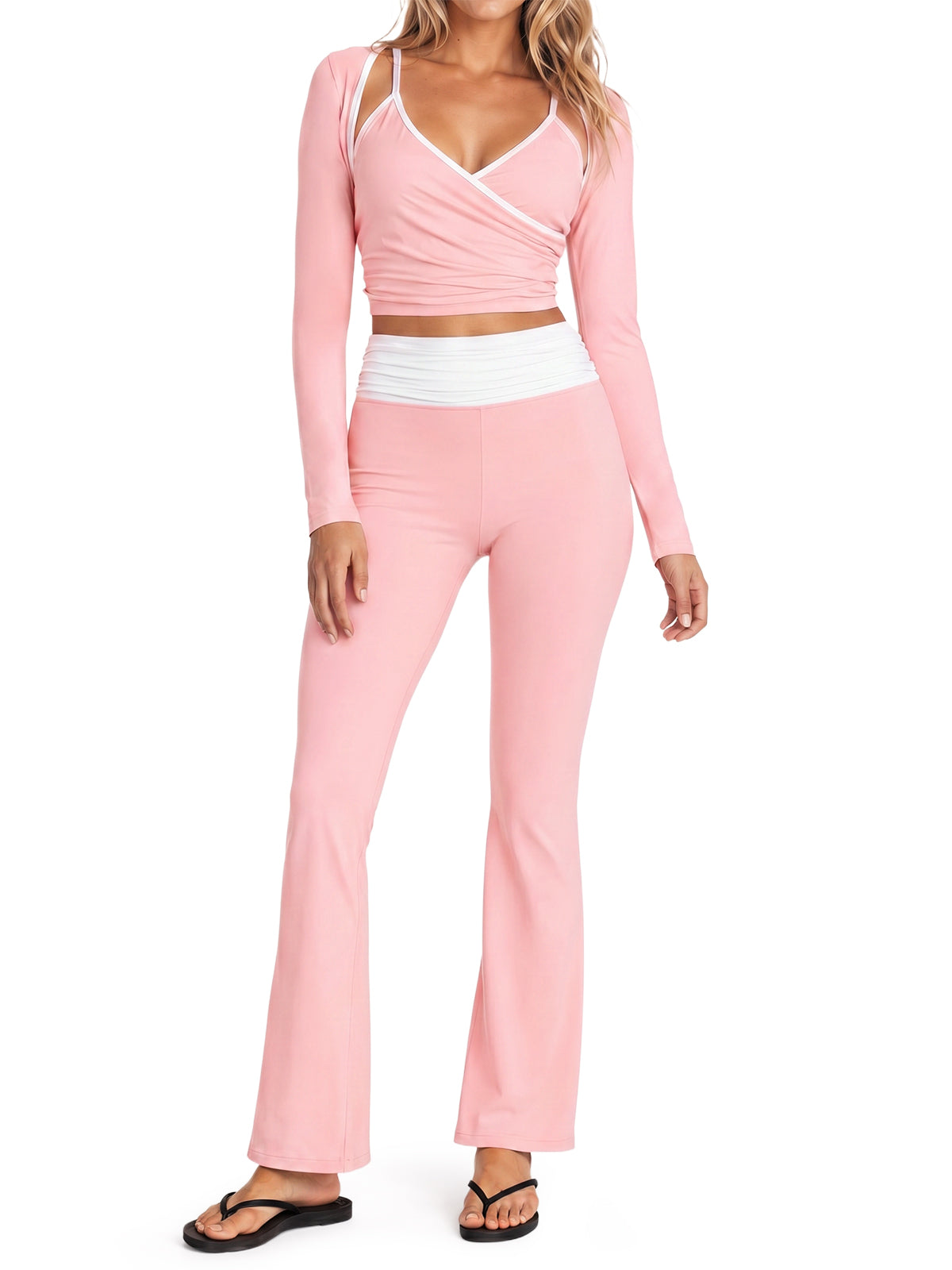 Aoysky Womens Pink 3 Piece Workout Set