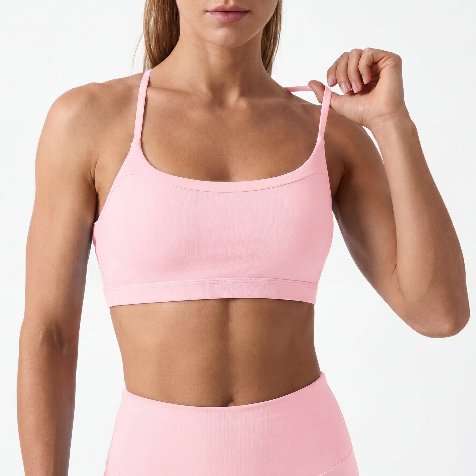 Aoysky Womens Pink Scoop Sports Bra