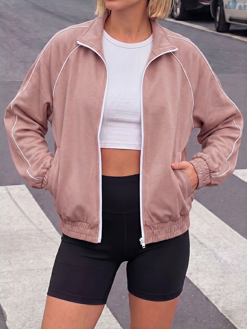 Aoysky Womens Pink Full Zip Jacket