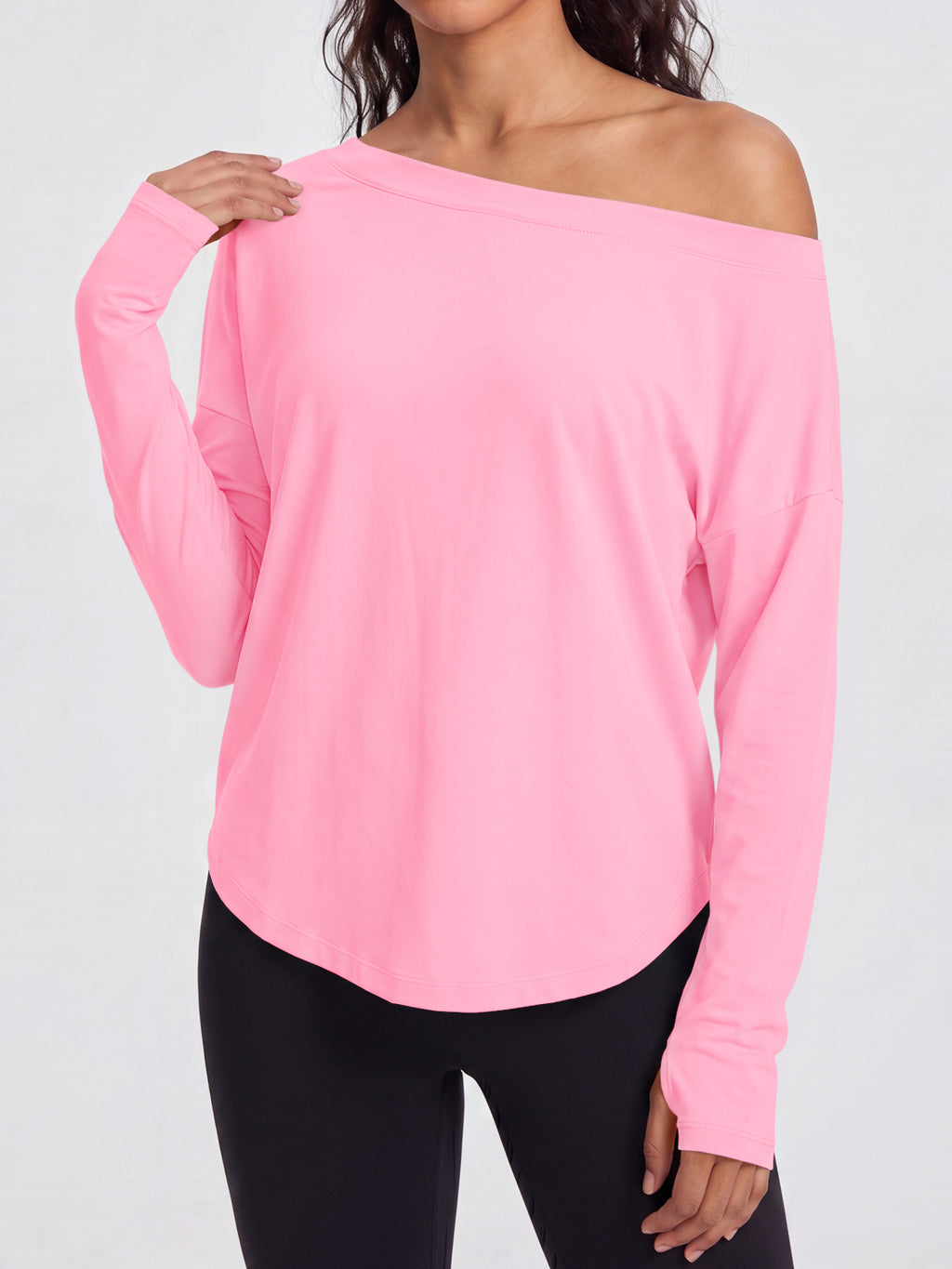 Aoysky Womens Pink Off Shoulder Top