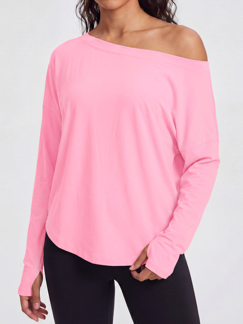 Aoysky Womens Pink Off Shoulder Top