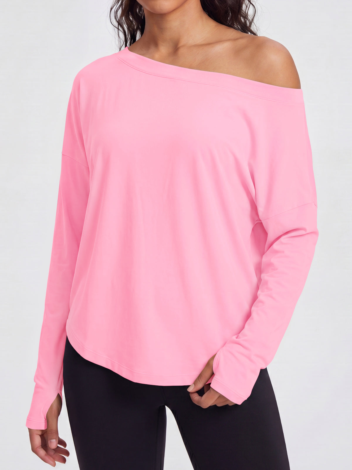 Aoysky Womens Pink Off Shoulder Top