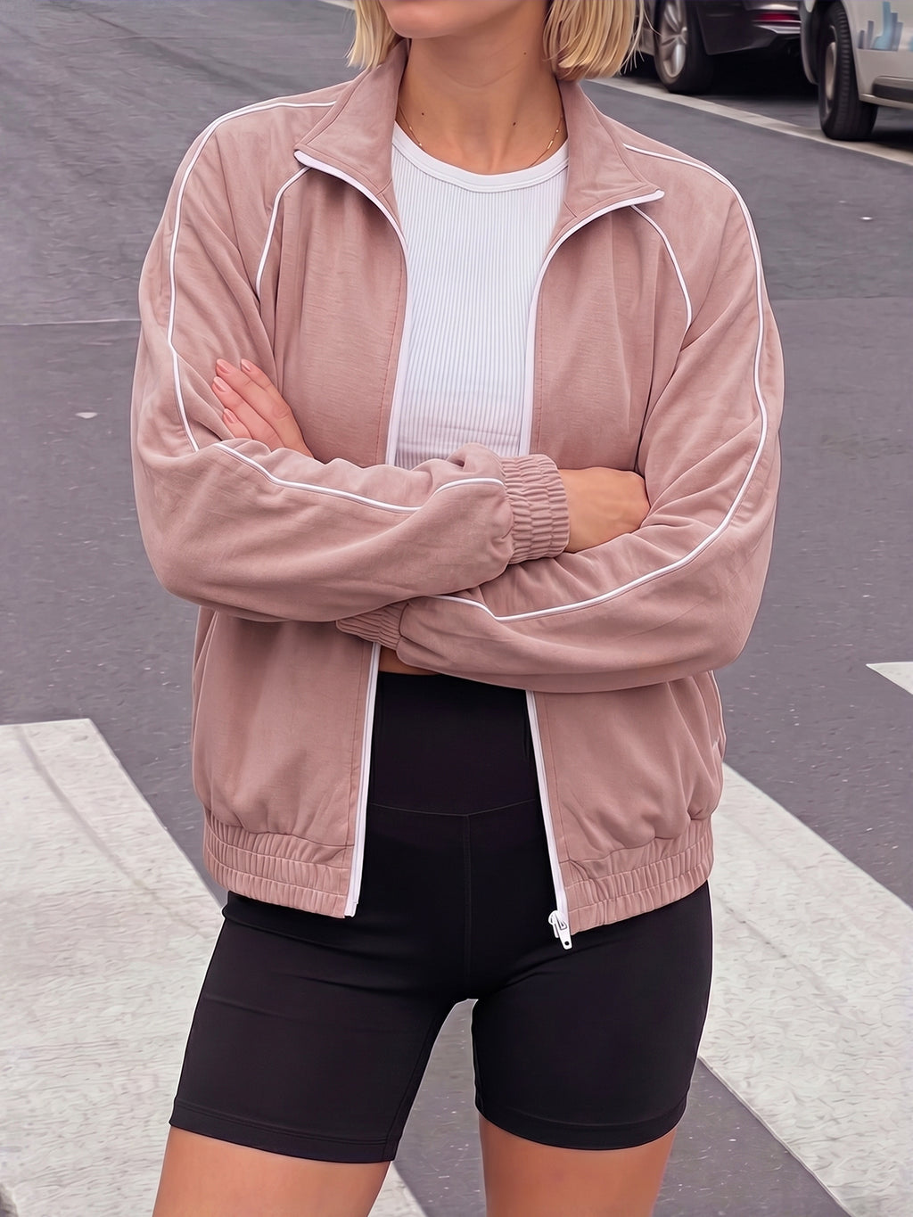 Aoysky Womens Pink Full Zip Jacket